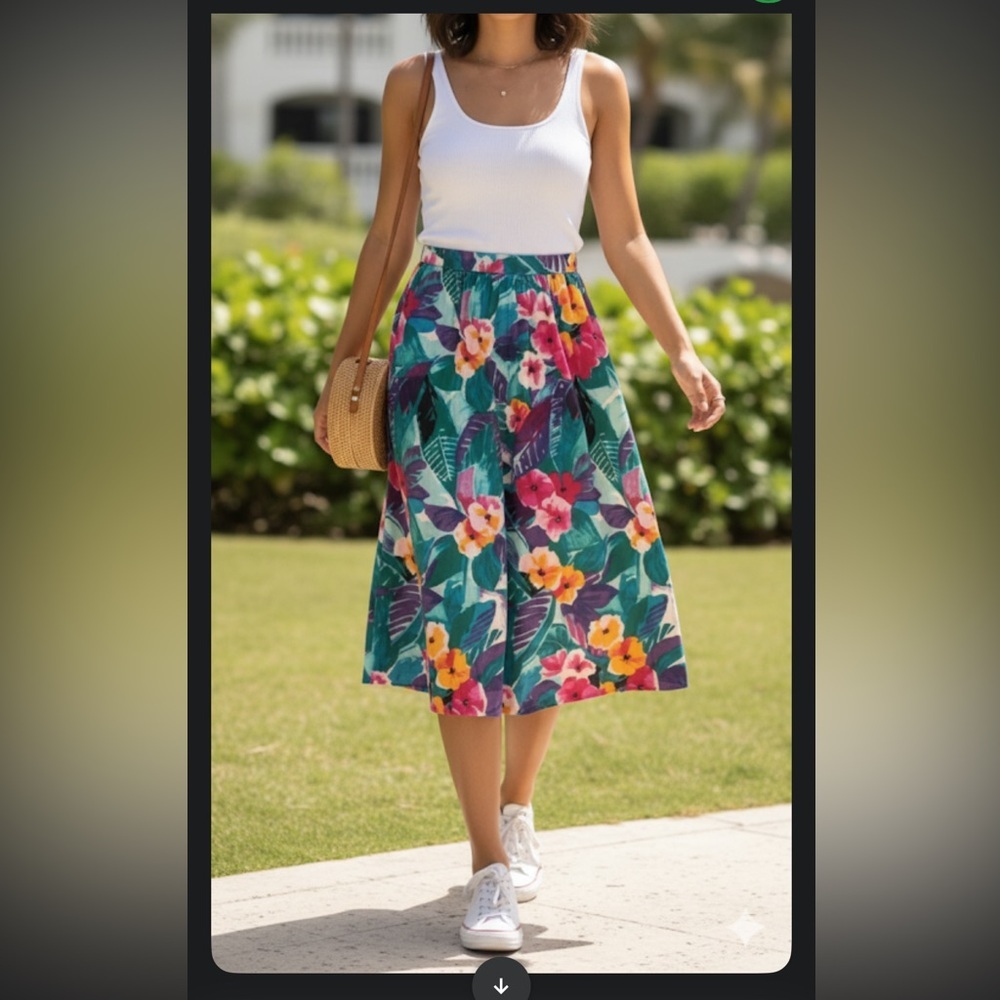 Vintage MIDI Floral Colorful‎ Skirt
